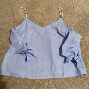 Blue Cold Shoulder Top w Bows - Medium
